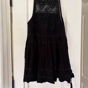 Free People Crochet BLACK minidress